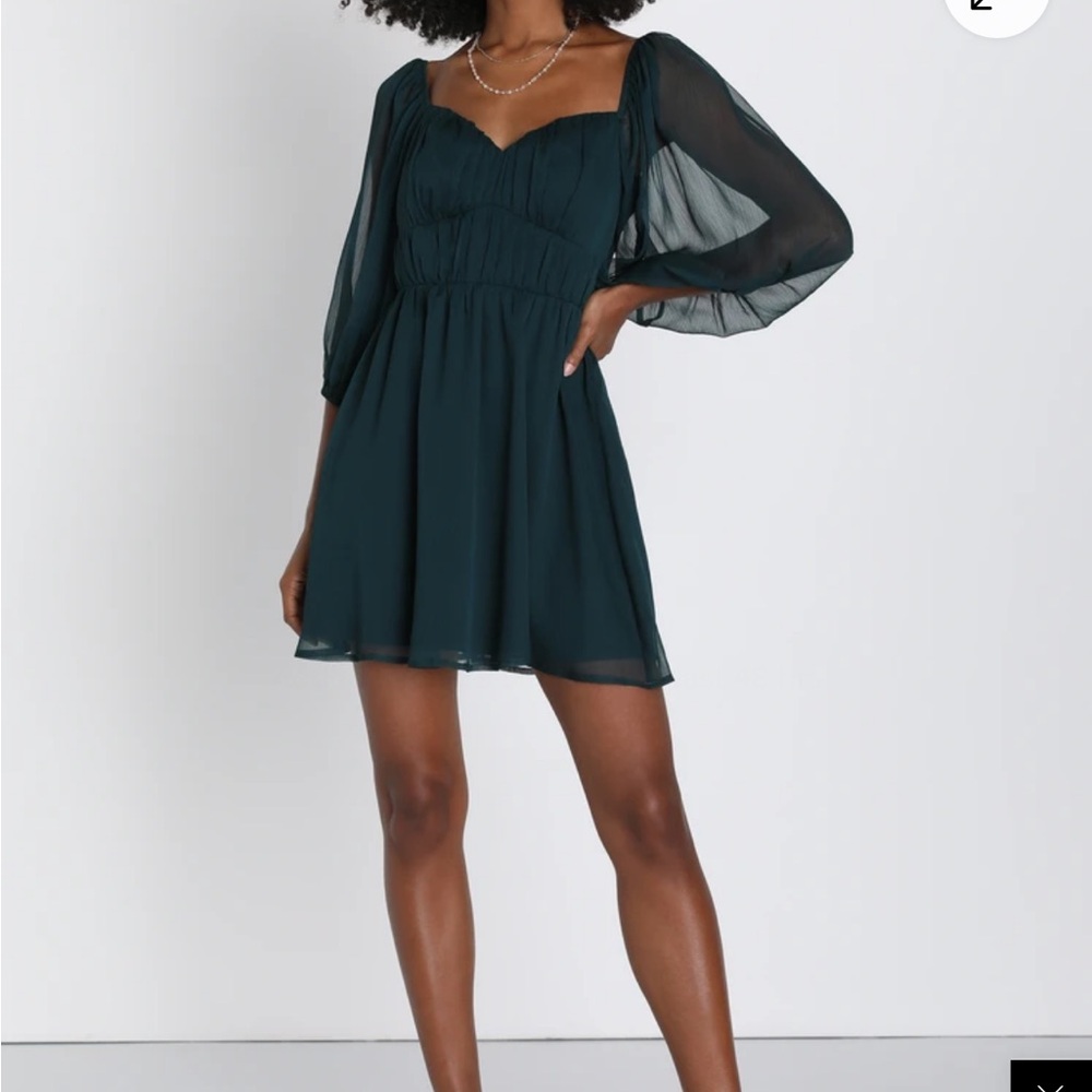 Elegant Teal Chiffon Dress